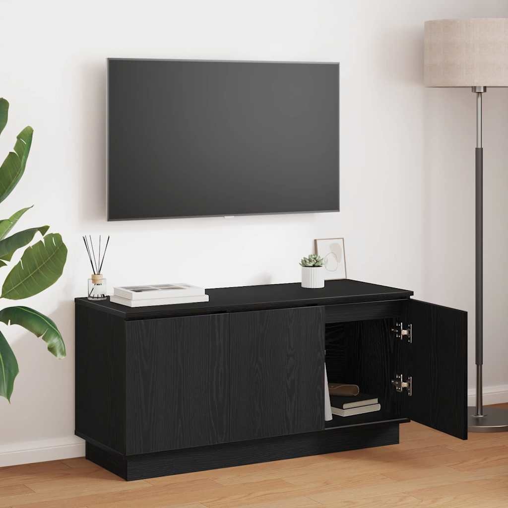 VidaXL TV-meubel met LED Zwart eiken 100 x 38 x 49 cm Bewerkt hout