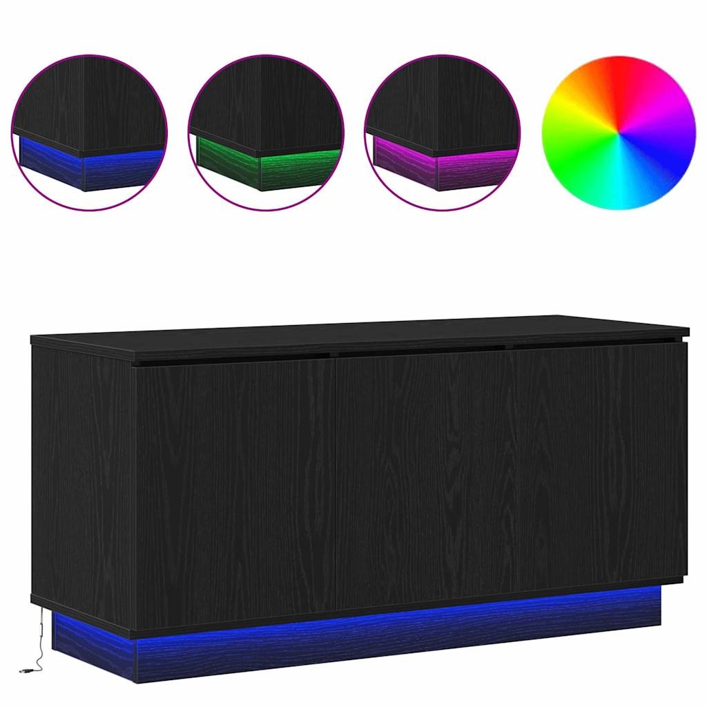 VidaXL TV-meubel met LED Zwart eiken 100 x 38 x 49 cm Bewerkt hout