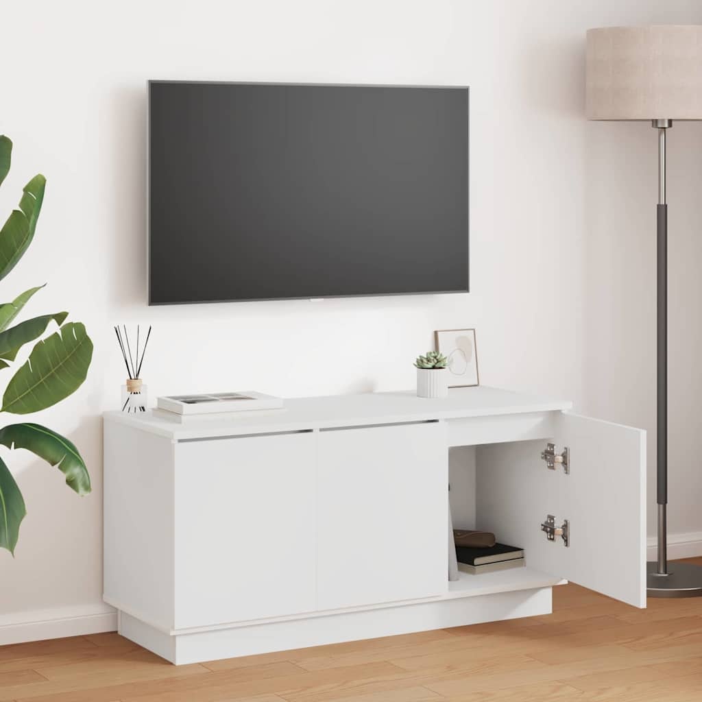 VidaXL TV-meubel met LED Wit 100 x 38 x 49 cm Bewerkt hout
