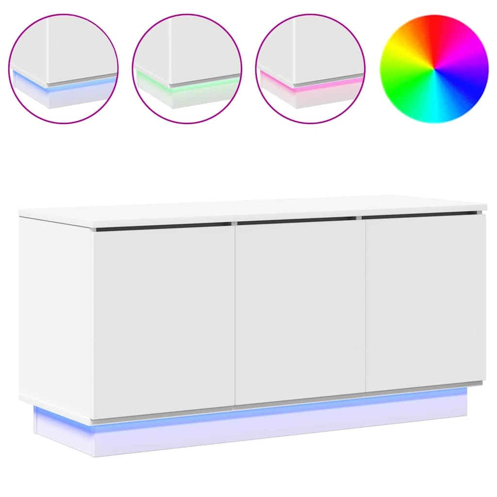 VidaXL TV-meubel met LED Wit 100 x 38 x 49 cm Bewerkt hout