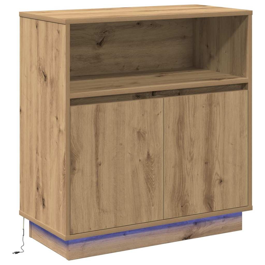 VidaXL Dressoir met LED artisanaal eikenkleurig 71 x 34,5 x 75 cm