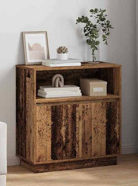 VidaXL Dressoir met LED Oud Hout 71 x 34,5 x 75 cm Bewerkt hout