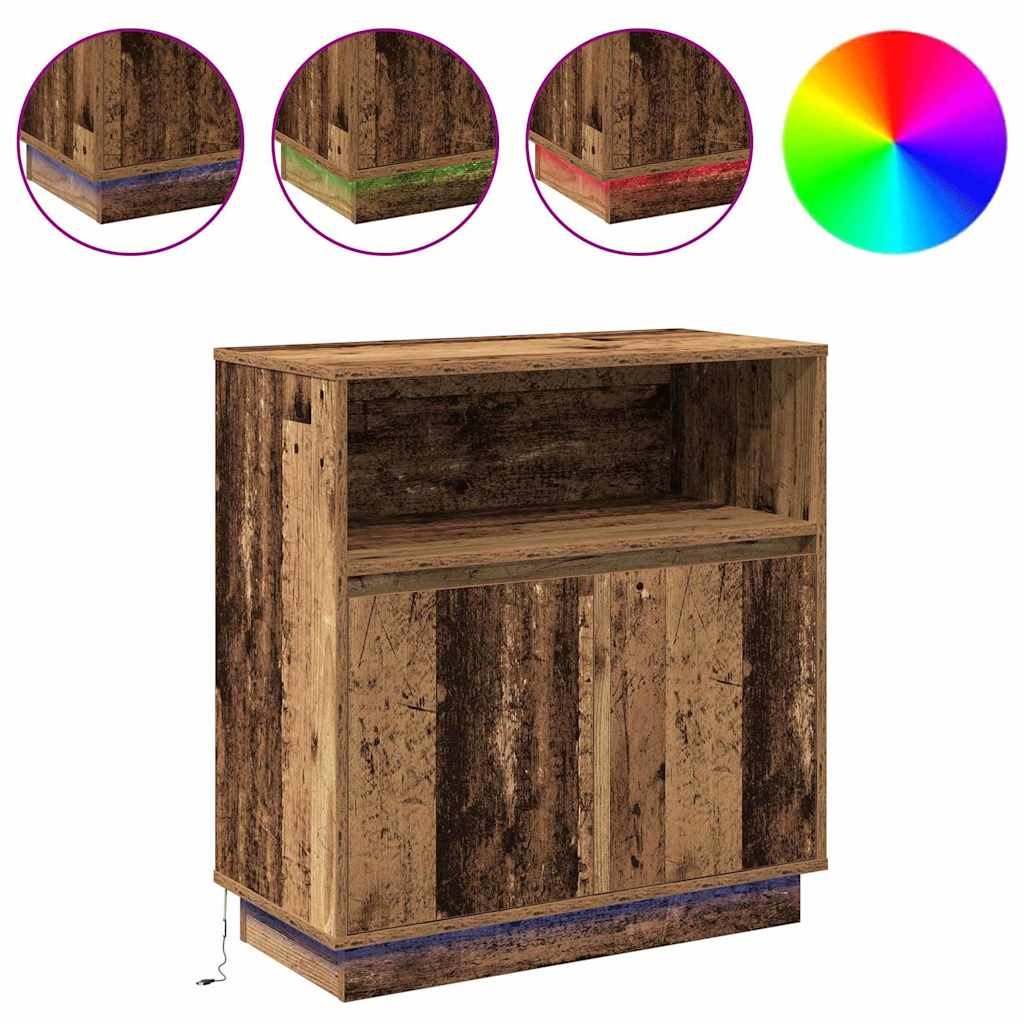 VidaXL Dressoir met LED Oud Hout 71 x 34,5 x 75 cm Bewerkt hout