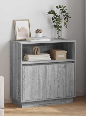 VidaXL Dressoir met LED Grijs sonoma 71 x 34,5 x 75 cm Bewerkt hout