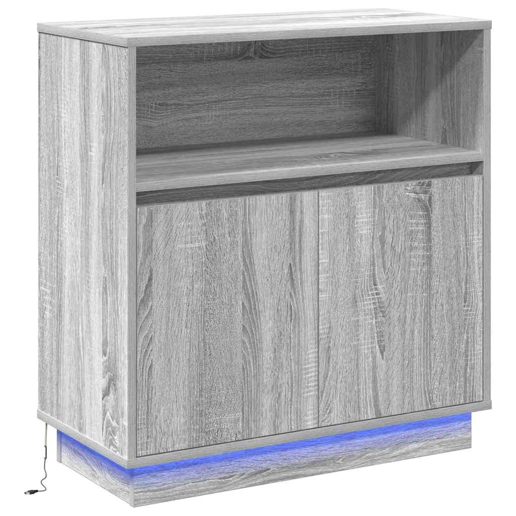 VidaXL Dressoir met LED Grijs sonoma 71 x 34,5 x 75 cm Bewerkt hout