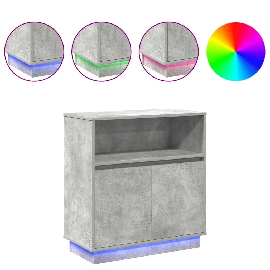VidaXL Dressoir met LED Betongrijs 71 x 34,5 x 75 cm Bewerkt hout