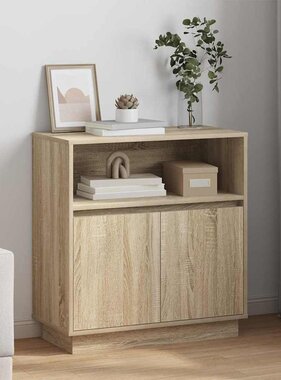VidaXL Dressoir met LED Sonoma eiken 71 x 34,5 x 75 cm Bewerkt hout