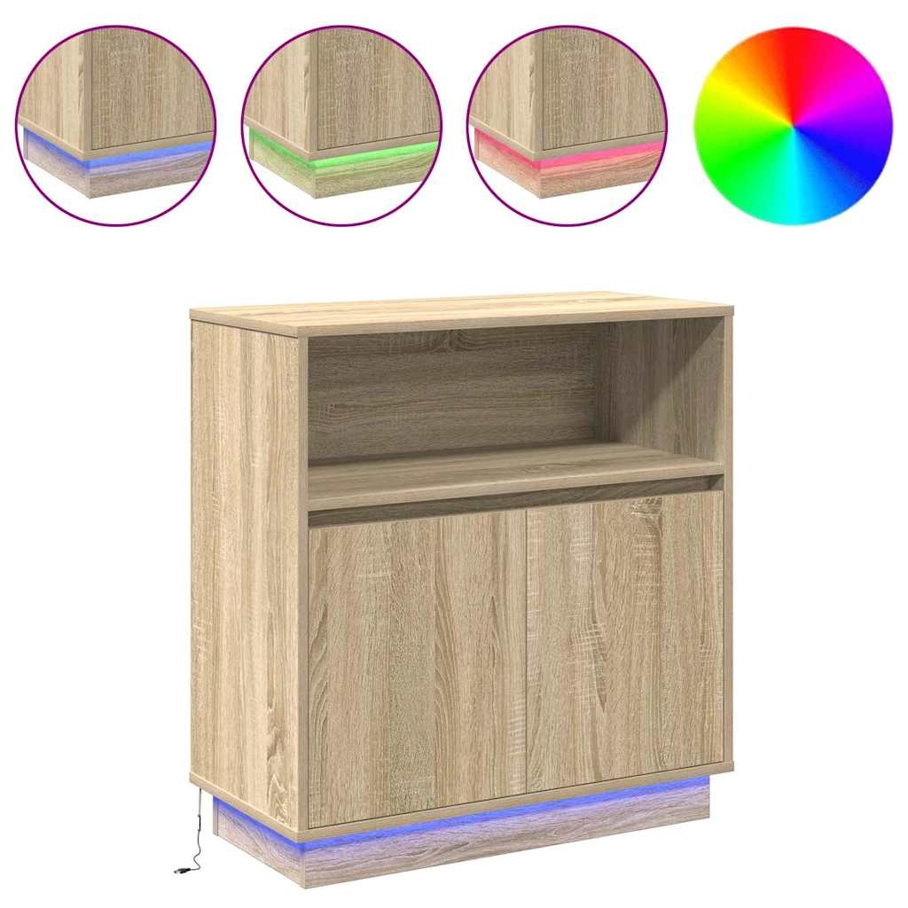 VidaXL Dressoir met LED Sonoma eiken 71 x 34,5 x 75 cm Bewerkt hout