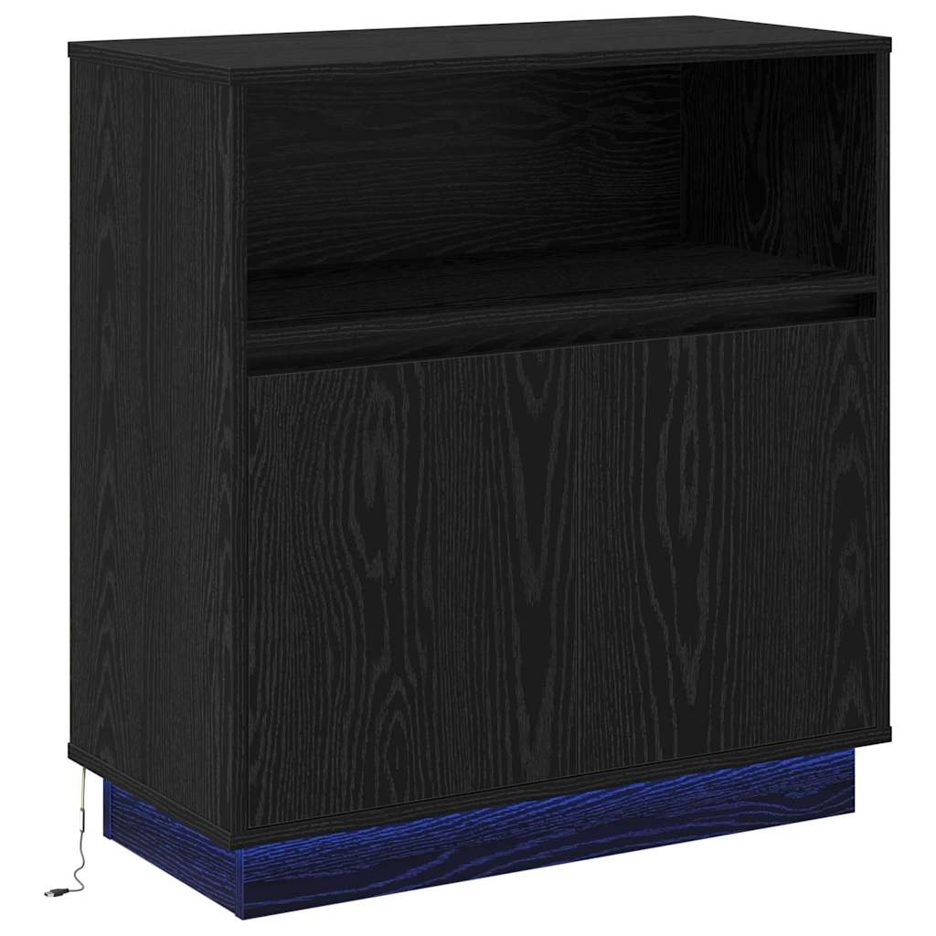 VidaXL Dressoir met LED Zwart eiken 71 x 34,5 x 75 cm Bewerkt hout