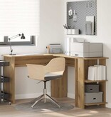 VidaXL Hoekbureau met opslageenheid met plank artisanaal eikenkleurig