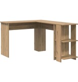 VidaXL Hoekbureau met opslageenheid met plank artisanaal eikenkleurig