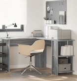 VidaXL Hoekbureau met opslageenheid Grijs Sonoma 140 x 113.5 x 75 cm