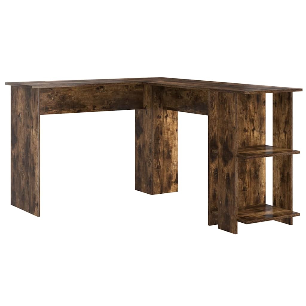 VidaXL Hoekbureau met opslageenheid Gerookt eiken 140 x 113.5 x 75 cm