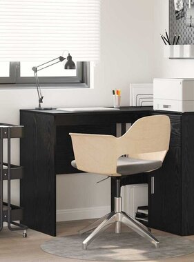 VidaXL Bureau met plank Zwart eiken 102 x 50 x 75 cm Bewerkt hout