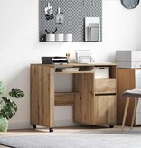 VidaXL Bureau met Wielen artisanaal eikenkleurig 91 x 50 x 77 cm