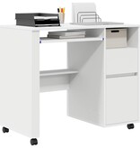 VidaXL Bureau met Wielen met lade Wit 91 x 50 x 77 cm Bewerkt hout