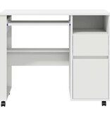 VidaXL Bureau met Wielen met lade Wit 91 x 50 x 77 cm Bewerkt hout