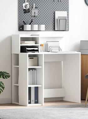 VidaXL Bureau met opbergruimte Wit 90 x 48 x 101,5 cm Bewerkt hout