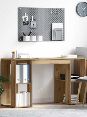 VidaXL Bureau met Opslag artisanaal eikenkleurig 130 x 50,5 x 75 cm