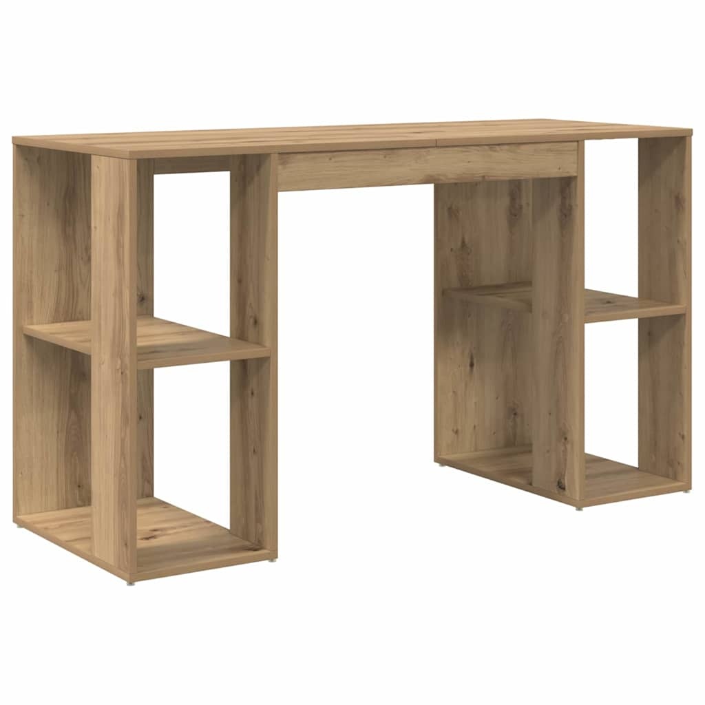 VidaXL Bureau met Opslag artisanaal eikenkleurig 130 x 50,5 x 75 cm