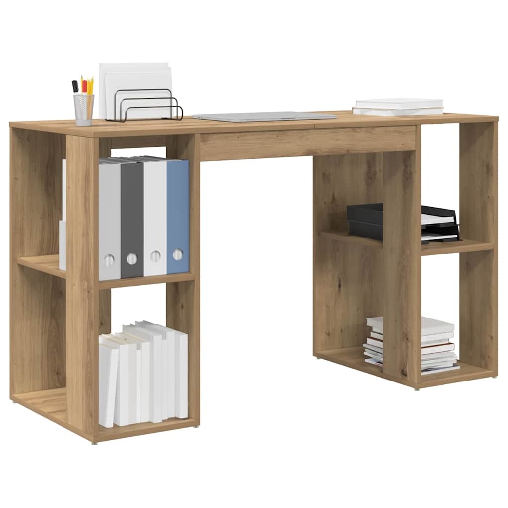 VidaXL Bureau met Opslag artisanaal eikenkleurig 130 x 50,5 x 75 cm