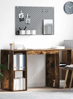 VidaXL Bureau met Opslag Gerookt eiken 130 x 50,5 x 75 cm Bewerkt hout