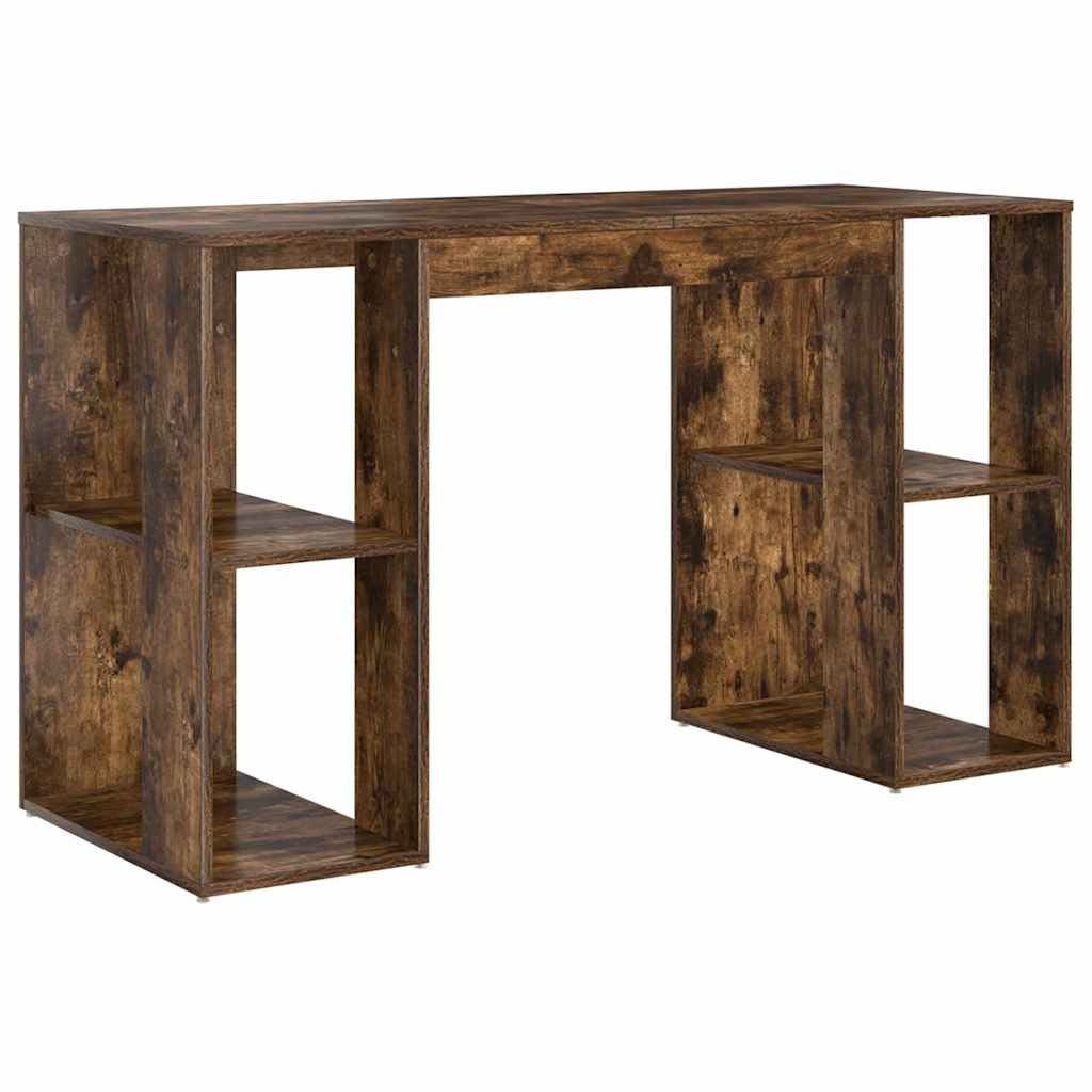 VidaXL Bureau met Opslag Gerookt eiken 130 x 50,5 x 75 cm Bewerkt hout