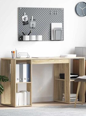 VidaXL Bureau met Opslag Sonoma eiken 130 x 50,5 x 75 cm Bewerkt hout