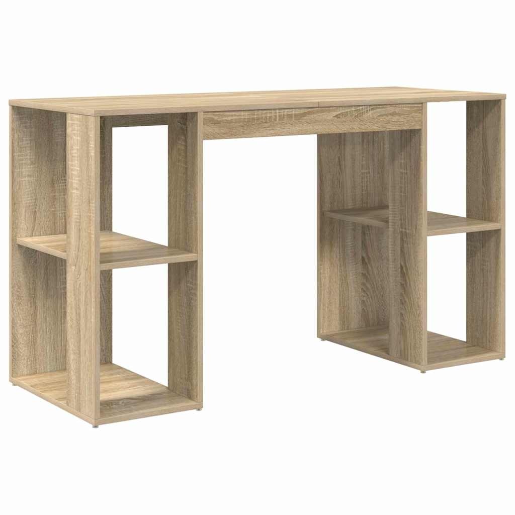 VidaXL Bureau met Opslag Sonoma eiken 130 x 50,5 x 75 cm Bewerkt hout