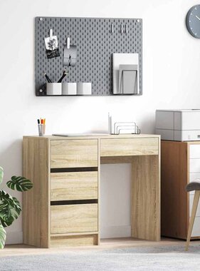 VidaXL Bureau met lade Sonoma eiken 90 x 37,5 x 75 cm Bewerkt hout