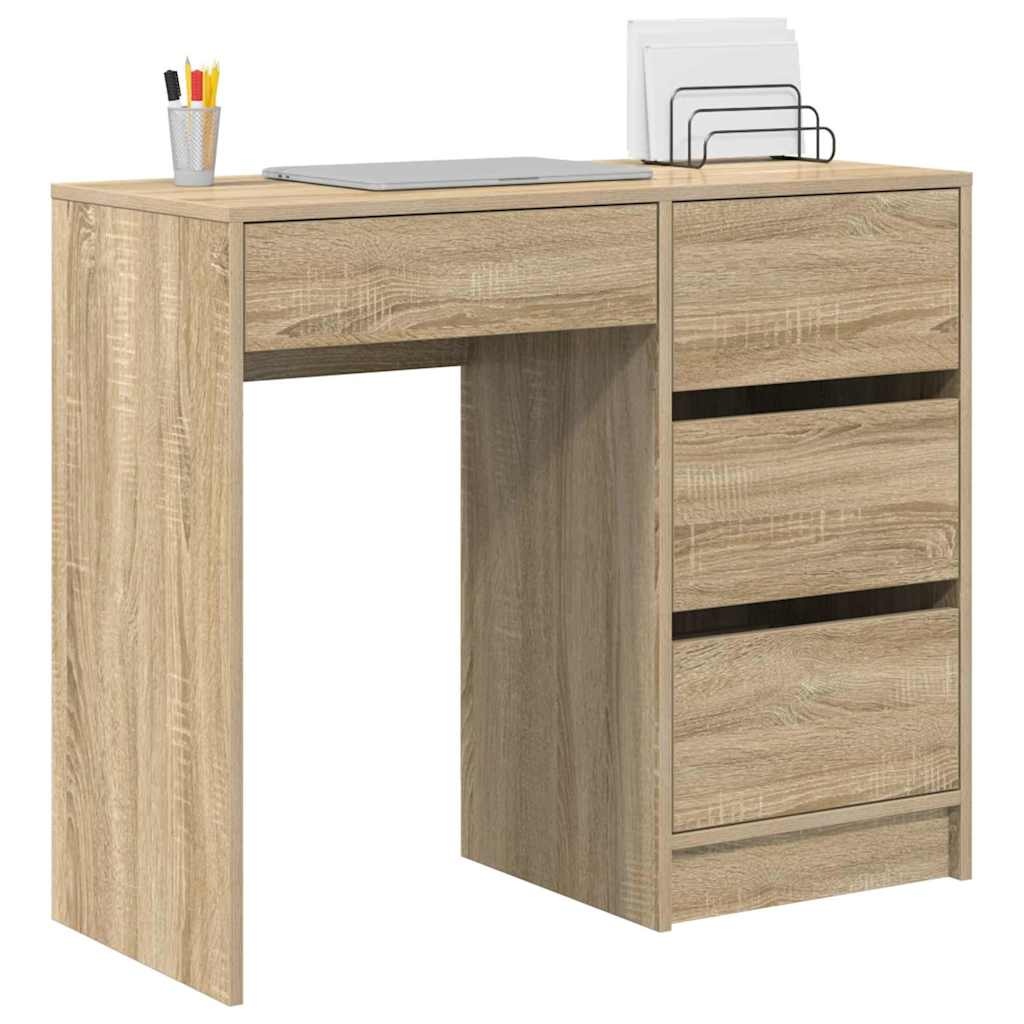 VidaXL Bureau met lade Sonoma eiken 90 x 37,5 x 75 cm Bewerkt hout