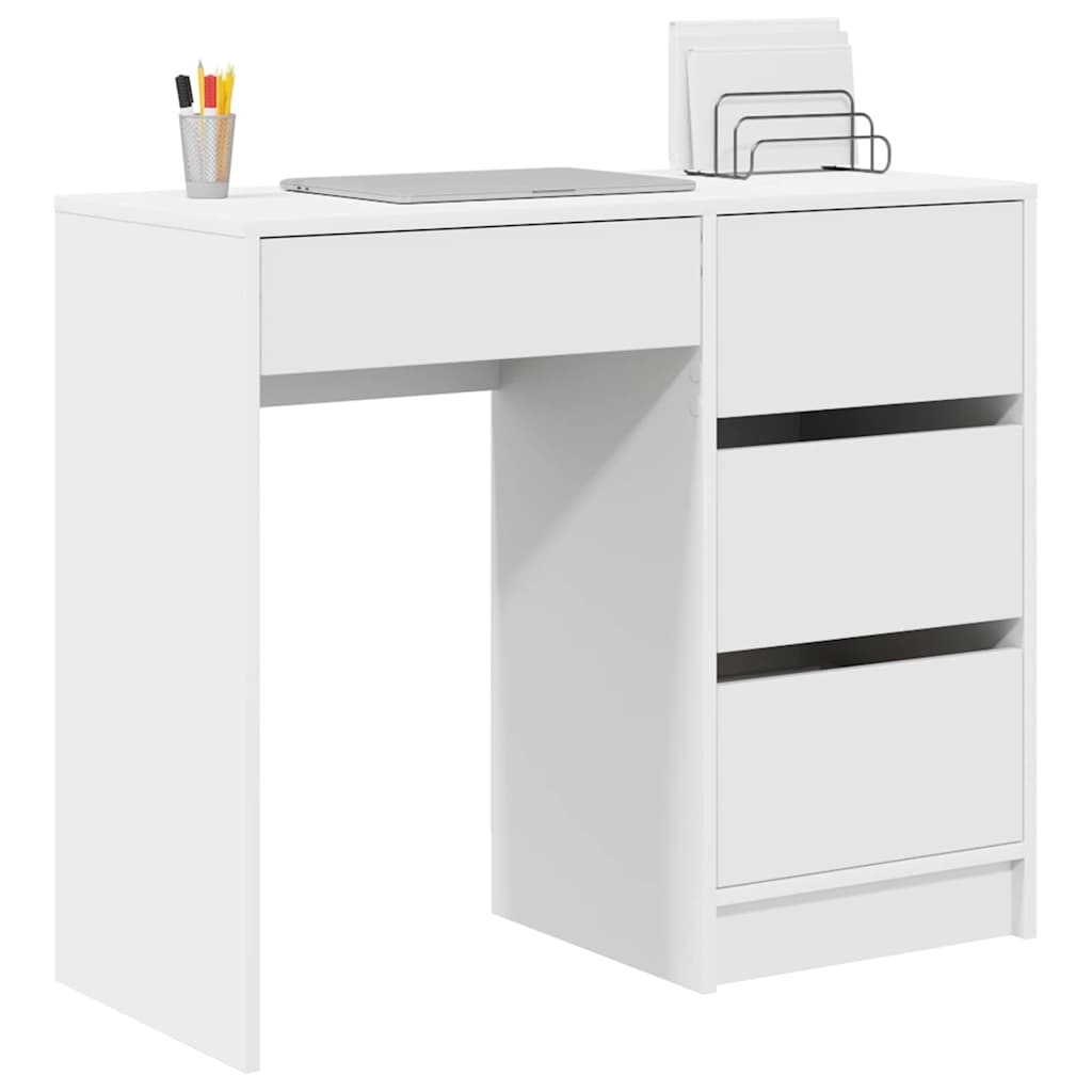 VidaXL Bureau met lade met plank Wit 90 x 37,5 x 75 cm Bewerkt hout