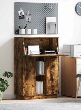 VidaXL Bureau Gerookt eiken 71,5 x 31,5 x 106,5 cm Bewerkt hout