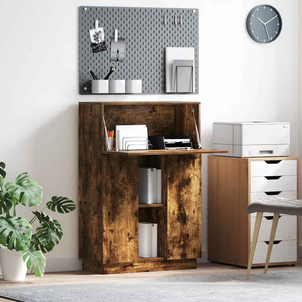 VidaXL Bureau Gerookt eiken 71,5 x 31,5 x 106,5 cm Bewerkt hout