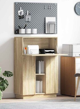 VidaXL Bureau Sonoma eiken 71,5 x 31,5 x 106,5 cm Bewerkt hout