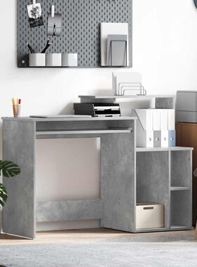 VidaXL Bureau met Opbergruimte Betongrijs 120,5 x 44 x 88,5 cm
