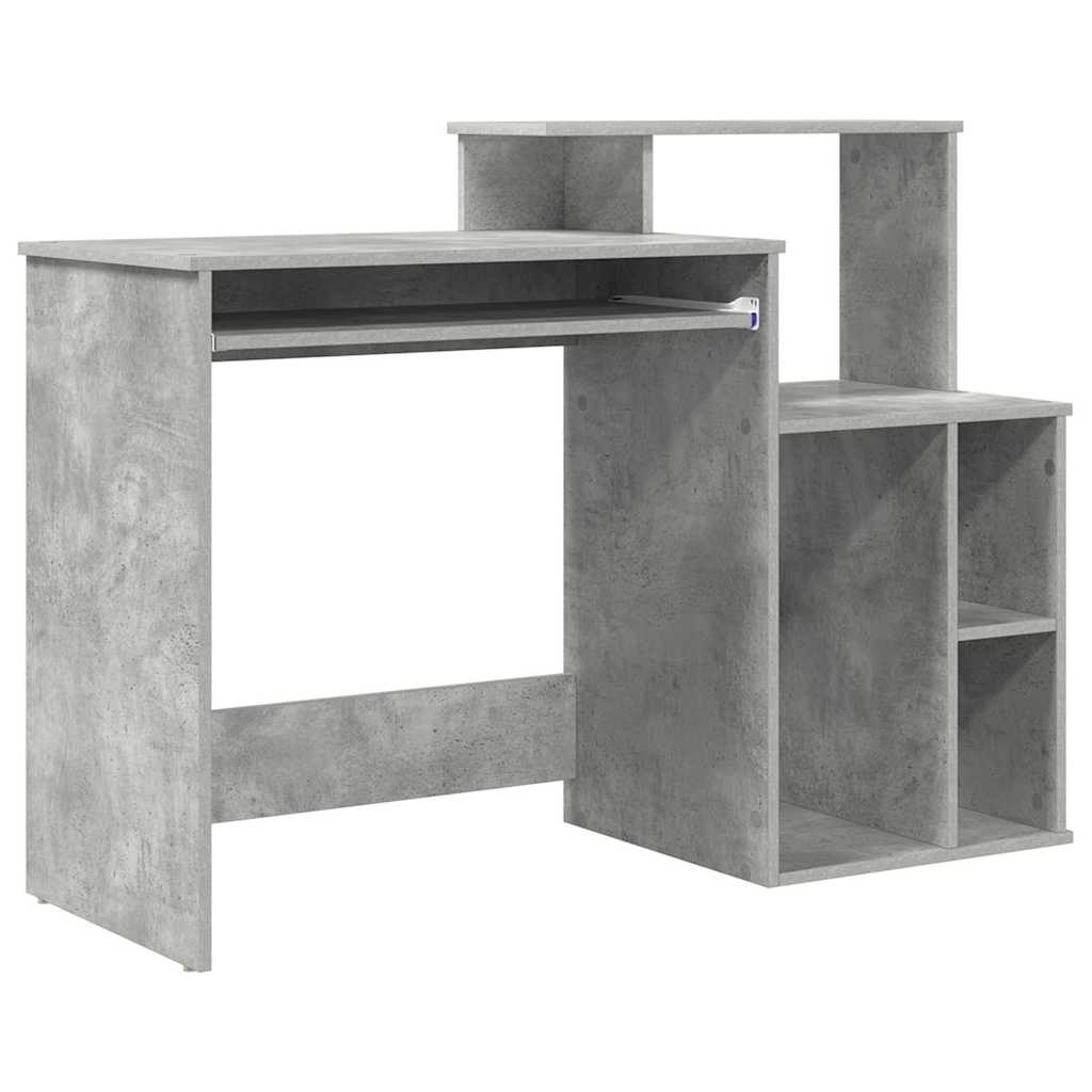 VidaXL Bureau met Opbergruimte Betongrijs 120,5 x 44 x 88,5 cm