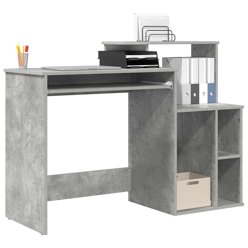 VidaXL Bureau met Opbergruimte Betongrijs 120,5 x 44 x 88,5 cm
