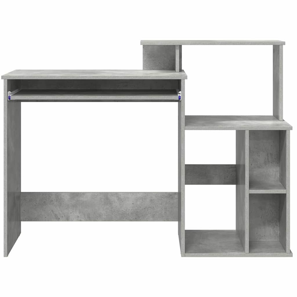 VidaXL Bureau met Opbergruimte Betongrijs 120,5 x 44 x 88,5 cm