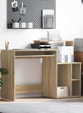 VidaXL Bureau met Opbergruimte Sonoma eiken 120,5 x 44 x 88,5 cm