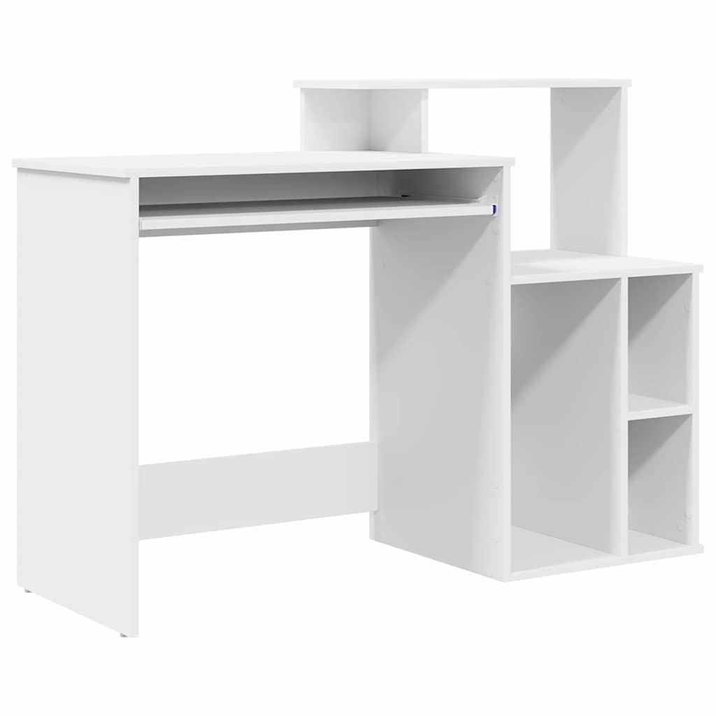 VidaXL Bureau met Opbergruimte Wit 120,5 x 44 x 88,5 cm Bewerkt hout