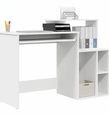 VidaXL Bureau met Opbergruimte Wit 120,5 x 44 x 88,5 cm Bewerkt hout