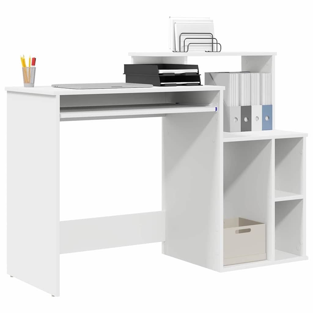 VidaXL Bureau met Opbergruimte Wit 120,5 x 44 x 88,5 cm Bewerkt hout