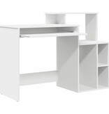 VidaXL Bureau met Opbergruimte Wit 120,5 x 44 x 88,5 cm Bewerkt hout