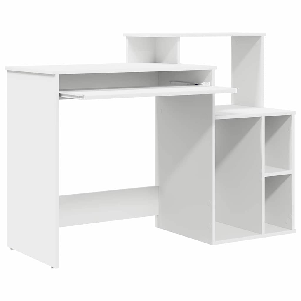 VidaXL Bureau met Opbergruimte Wit 120,5 x 44 x 88,5 cm Bewerkt hout