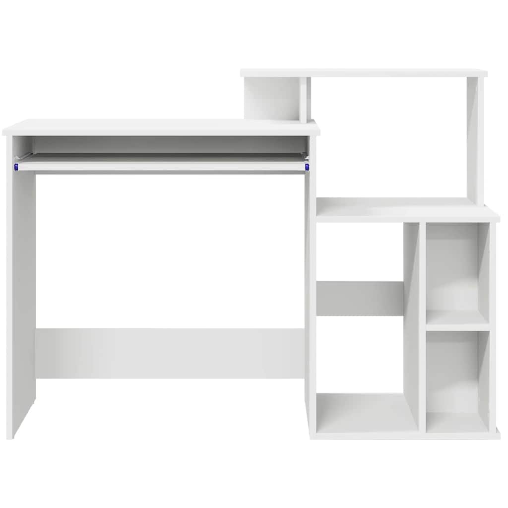 VidaXL Bureau met Opbergruimte Wit 120,5 x 44 x 88,5 cm Bewerkt hout