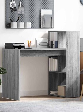 VidaXL Bureau met plank Grijs Sonoma 108 x 55 x 103.5 cm Bewerkt hout