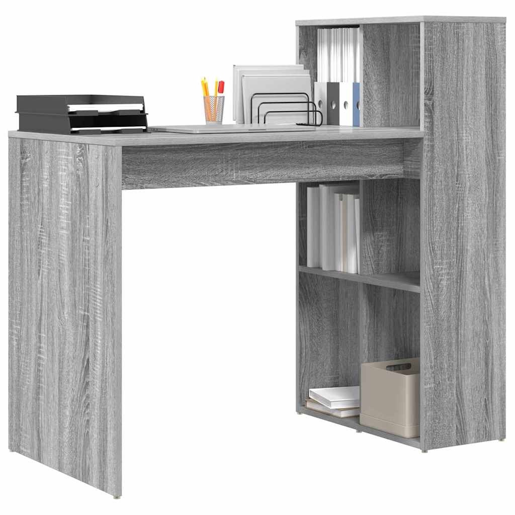 VidaXL Bureau met plank Grijs Sonoma 108 x 55 x 103.5 cm Bewerkt hout