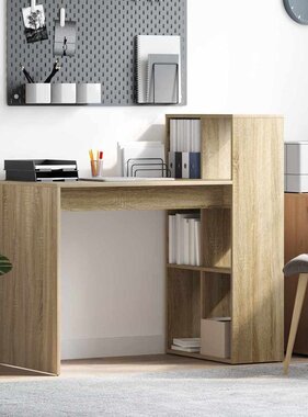 VidaXL Bureau met plank Sonoma eiken 108 x 55 x 103.5 cm Bewerkt hout