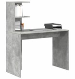 VidaXL Bureau met plank Betongrijs 102 x 50 x 124 cm Bewerkt hout
